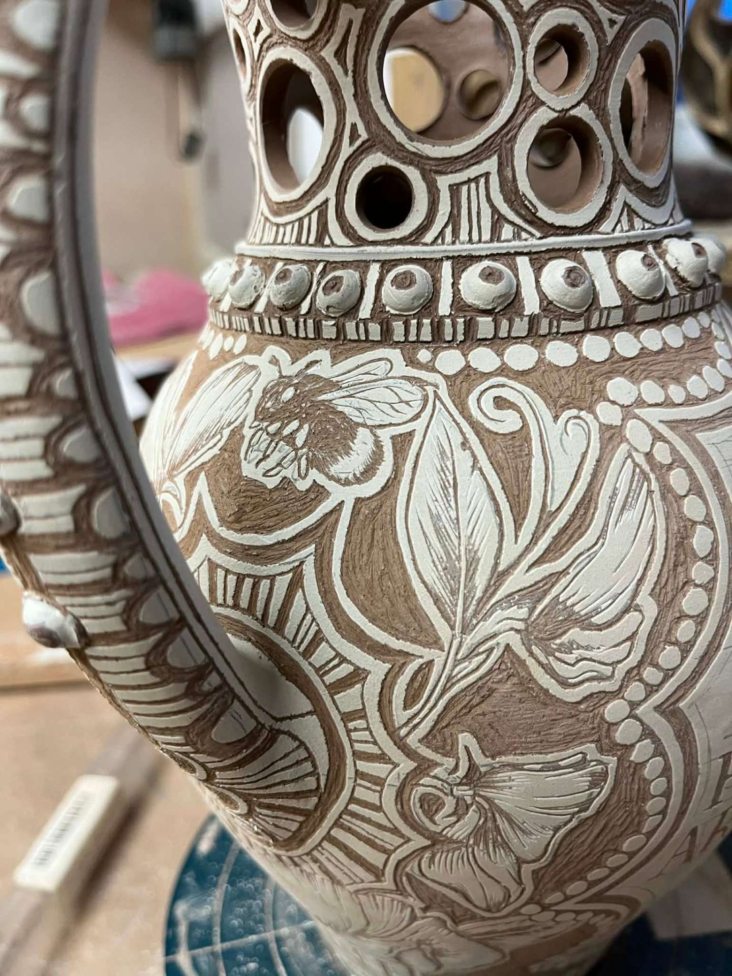 Detail from the carving stage.